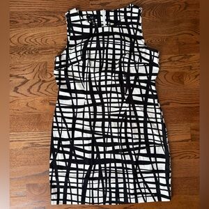 AGB Black and White Abstract Midi Dress